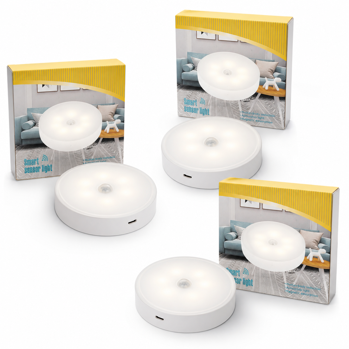 Luz inalámbrica recargable Pack x 3