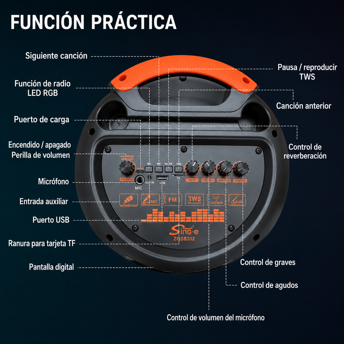 Parlante 360º inalámbrico Karaoke